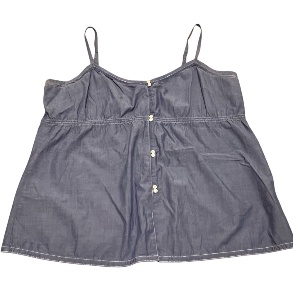 GAP Button Front Chambray Spaghetti Strap Flared Tank Top Shirt  Sz 16